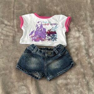 Graphic Tee and Denim Shorts Set